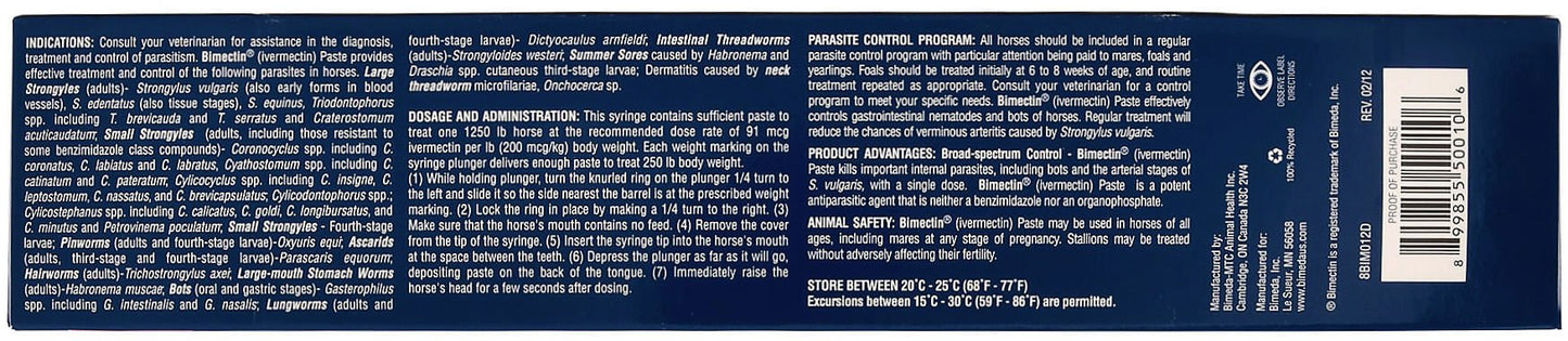 Bimectin Paste Horse Dewormer, 1-dose