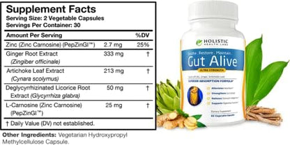 Gut Health Support Digestive Wellness Supplement Capsules 60 Count