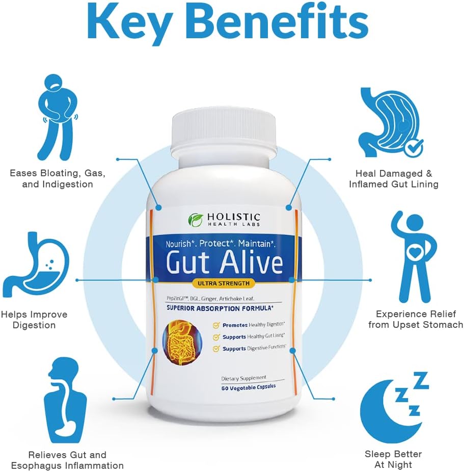 Gut Health Support Digestive Wellness Supplement Capsules 60 Count