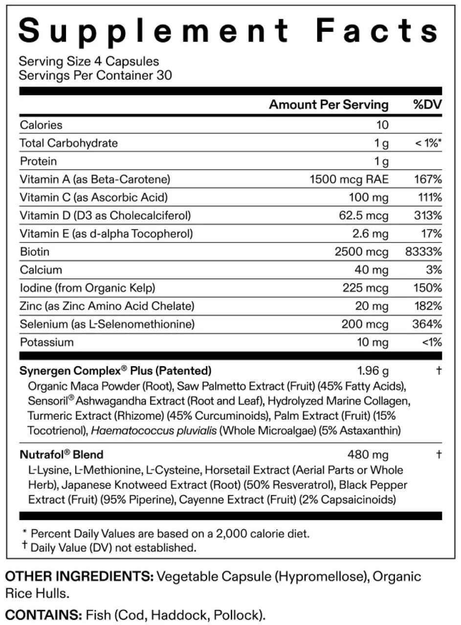 Nutrafol Womens Balance Supplement Facts