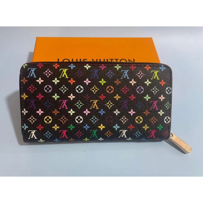 Louis Vuitton Takashi Murakami Monogram Multicolor Zippy Long Wallet Black