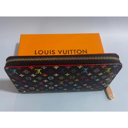 Louis Vuitton Takashi Murakami Monogram Multicolor Zippy Long Wallet Black