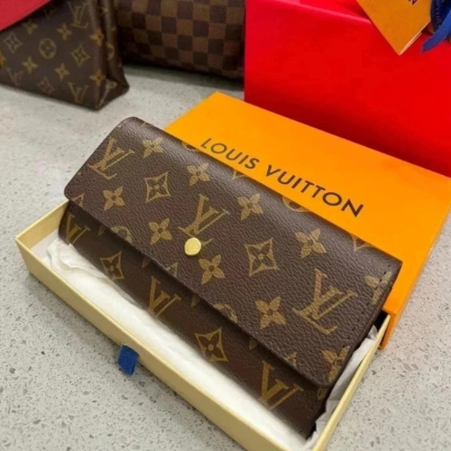 Louis Vuitton Monogram Portefeuille Sarah Long Wallet Brown