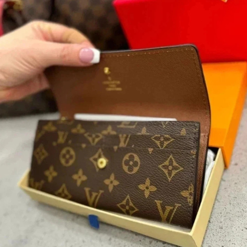 Louis Vuitton Monogram Portefeuille Sarah Long Wallet Brown
