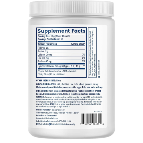 Hydrolyzed Type 1 & 3 Collagen Peptides Powder 250g