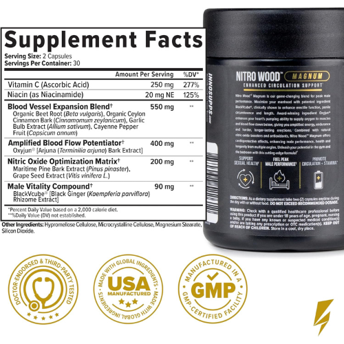 Nitric Oxide Booster Beet Root Supplement Capsules 60 Count