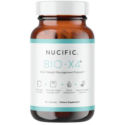 Nucific Bio-X4 Probiotic Digestive Weight Support Supplement Capsules 90 Count