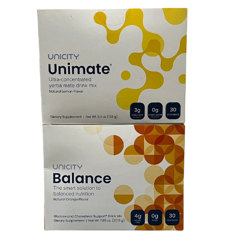Unicity Unimate Lemon and Balance Orange Supplement Drink Mix 2 Pack