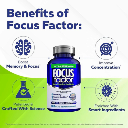 Focus Factor Extra Strength Brain Supplement Tablets 120 Count