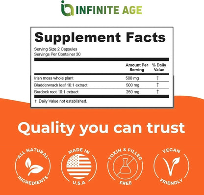 Infinite Age Sea Moss Advanced Superfood Supplement Capsules 60 Count