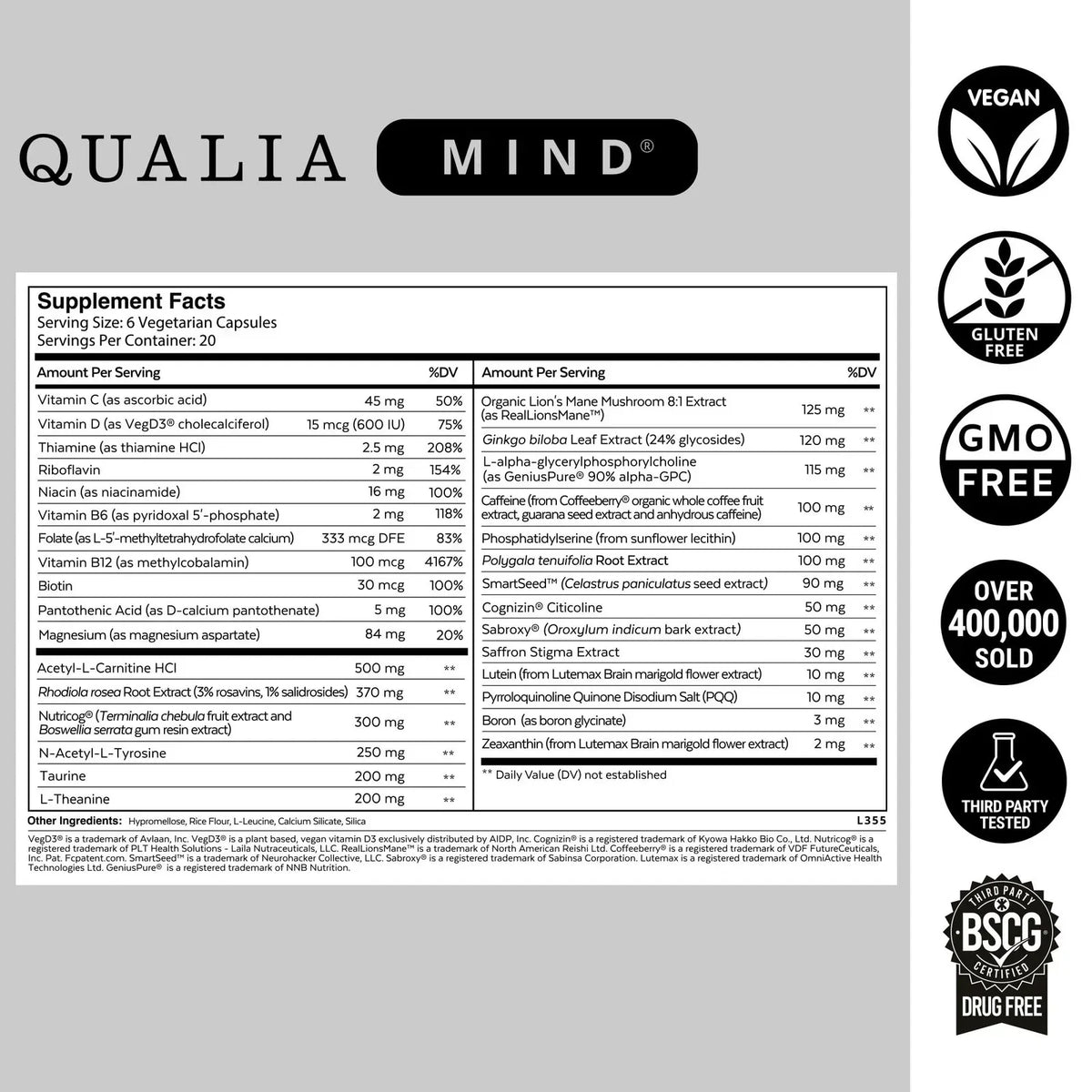 Qualia Mind Cognitive Support Supplement