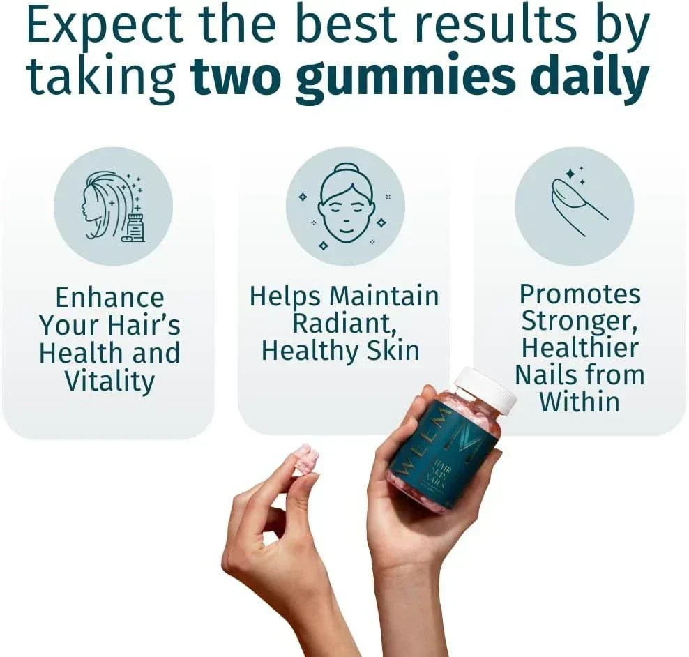 Velora WEEM Hair Skin and Nails Vegan Biotin Supplement Gummies