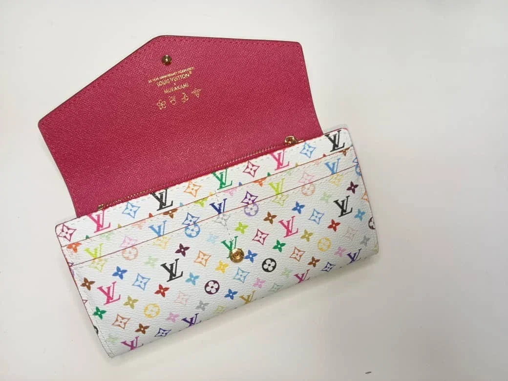 Louis Vuitton Takashi Murakami Monogram Multicolor Sarah Long Wallet White