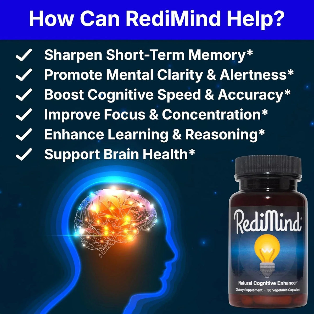 Redimind Natural Cognitive Support Supplement Capsules