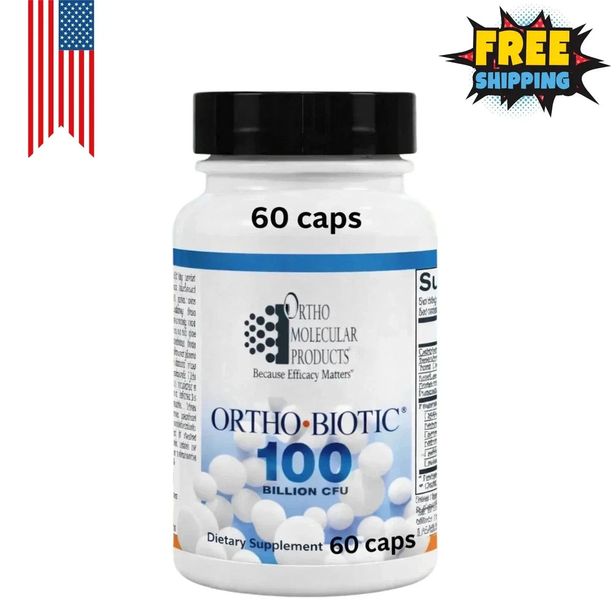 Ortho Biotic Probiotic Digestive Gut Health Supplement Capsules 60 Count