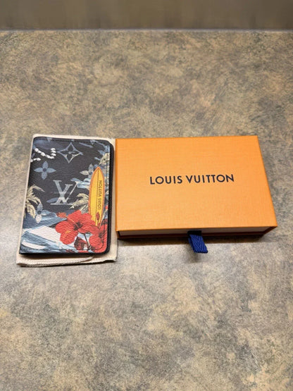 Louis Vuitton Monogram Surfin' Pocket Organizer Blue Wallet M83498