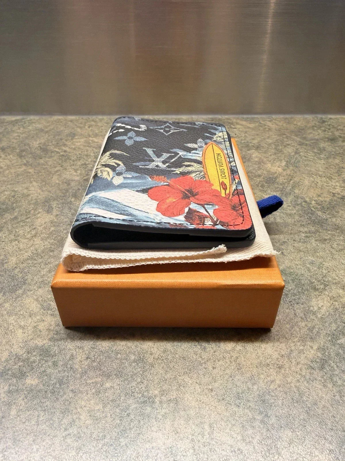 Louis Vuitton Monogram Surfin' Pocket Organizer Blue Wallet M83498