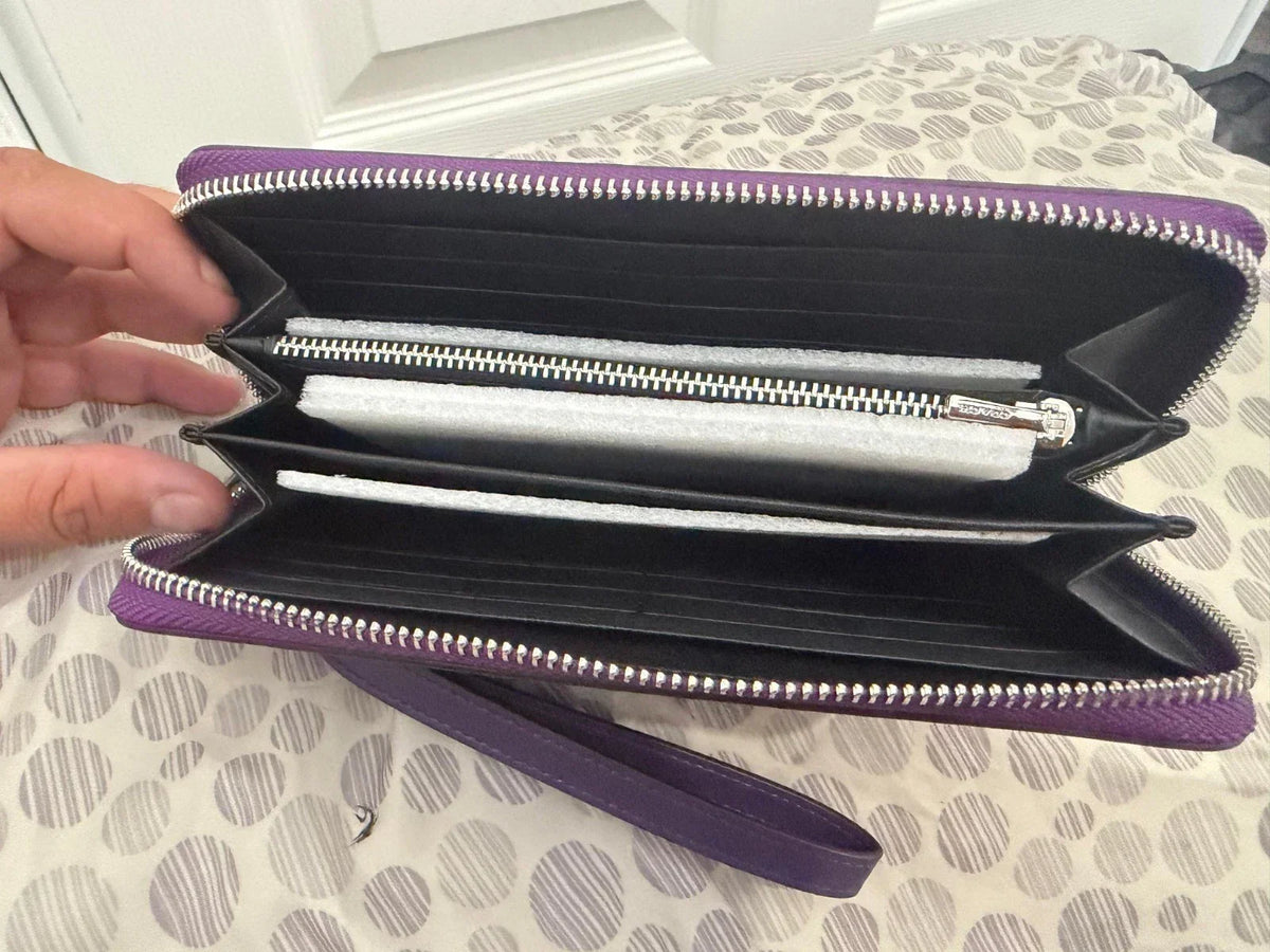 Coach Signature Zip Around Women's Wristlet Wallet Purple