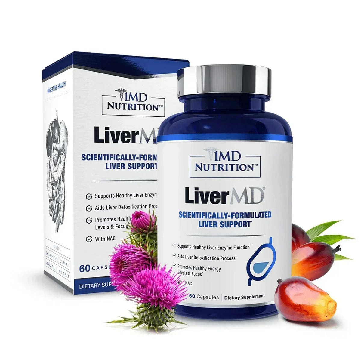 1MD Nutrition LiverMD Liver Support Supplement Capsules 60 Count