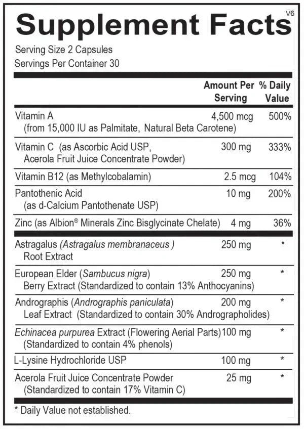 Viracid Immune Support Supplement Capsules 60 Count