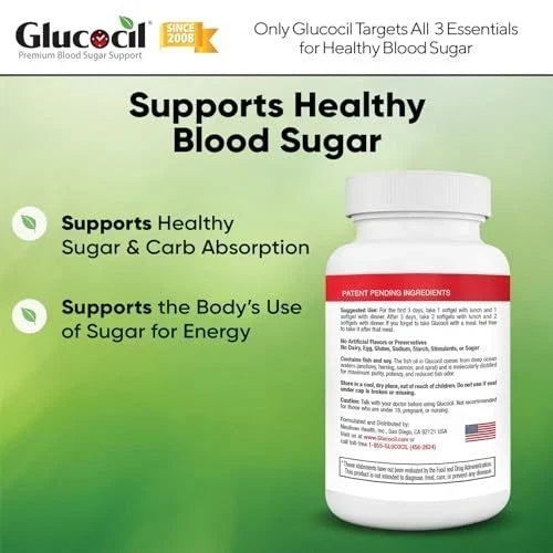 Glucocil Blood Sugar Support Supplement Softgels 120 Count